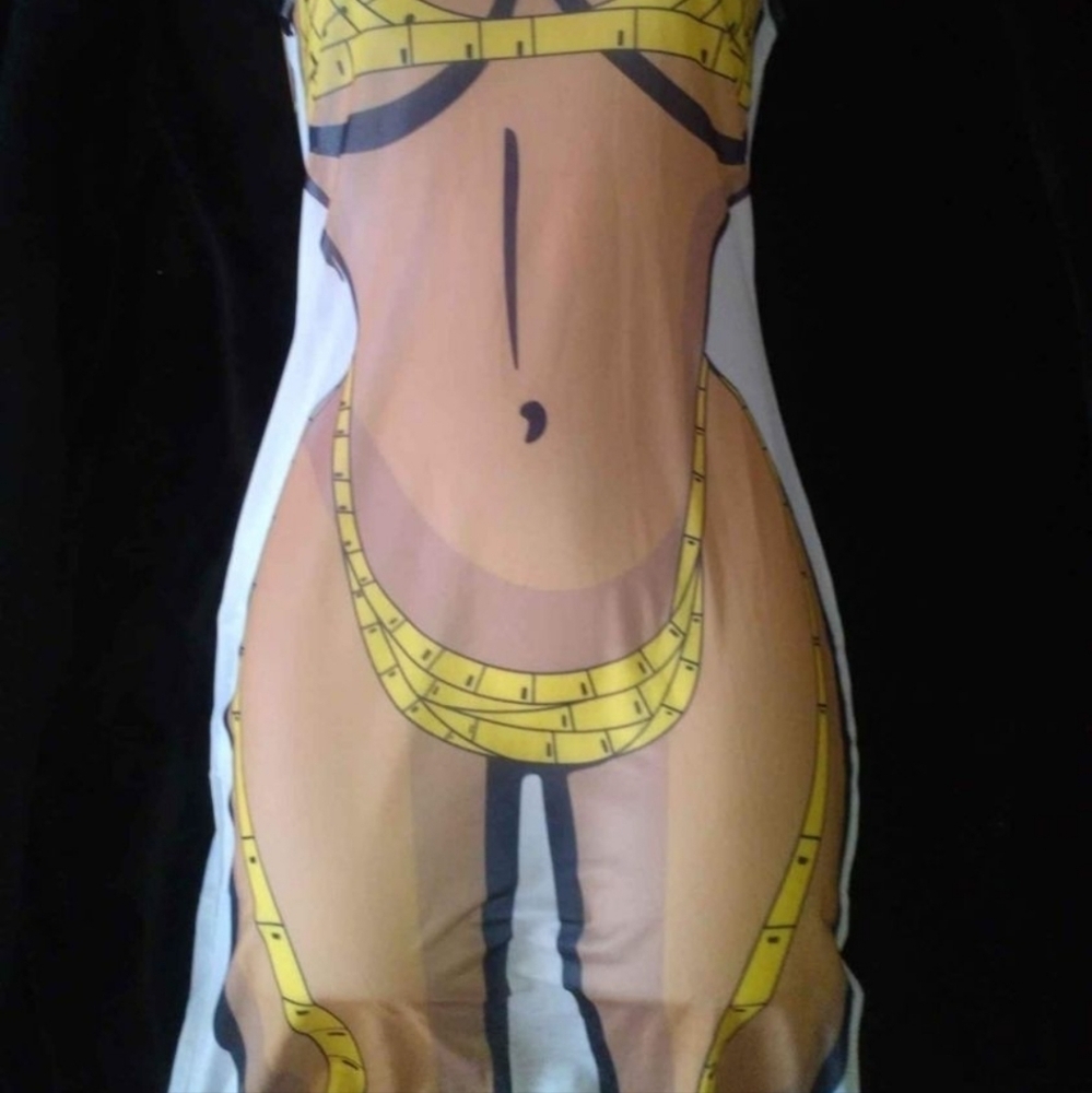 White & yellow sexy bikini bodycon silhouette mini dresses Women's Sizes S & M - Picture 3 of 3